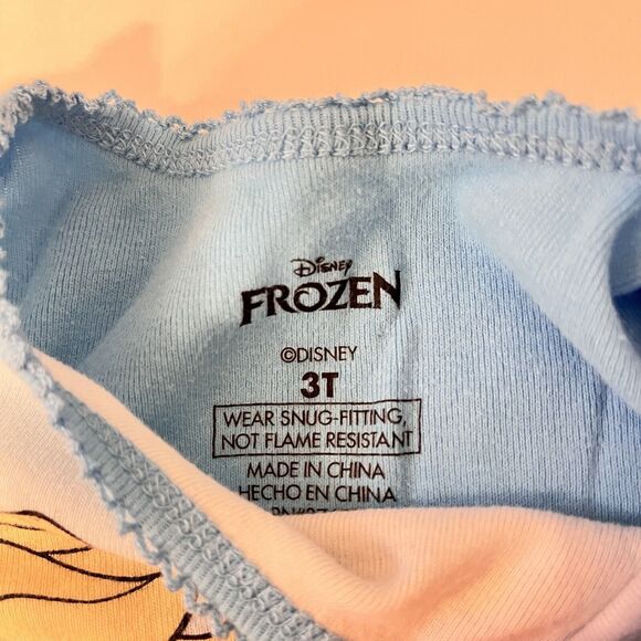 Disney Frozen Toddler Blue Elsa Anna Snowflake Shirt Pants Pajama Set PJs - 3T - Picture 2 of 4